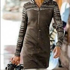 Athleta Nordic Fair Isle Hooded Sweatshirt Dress